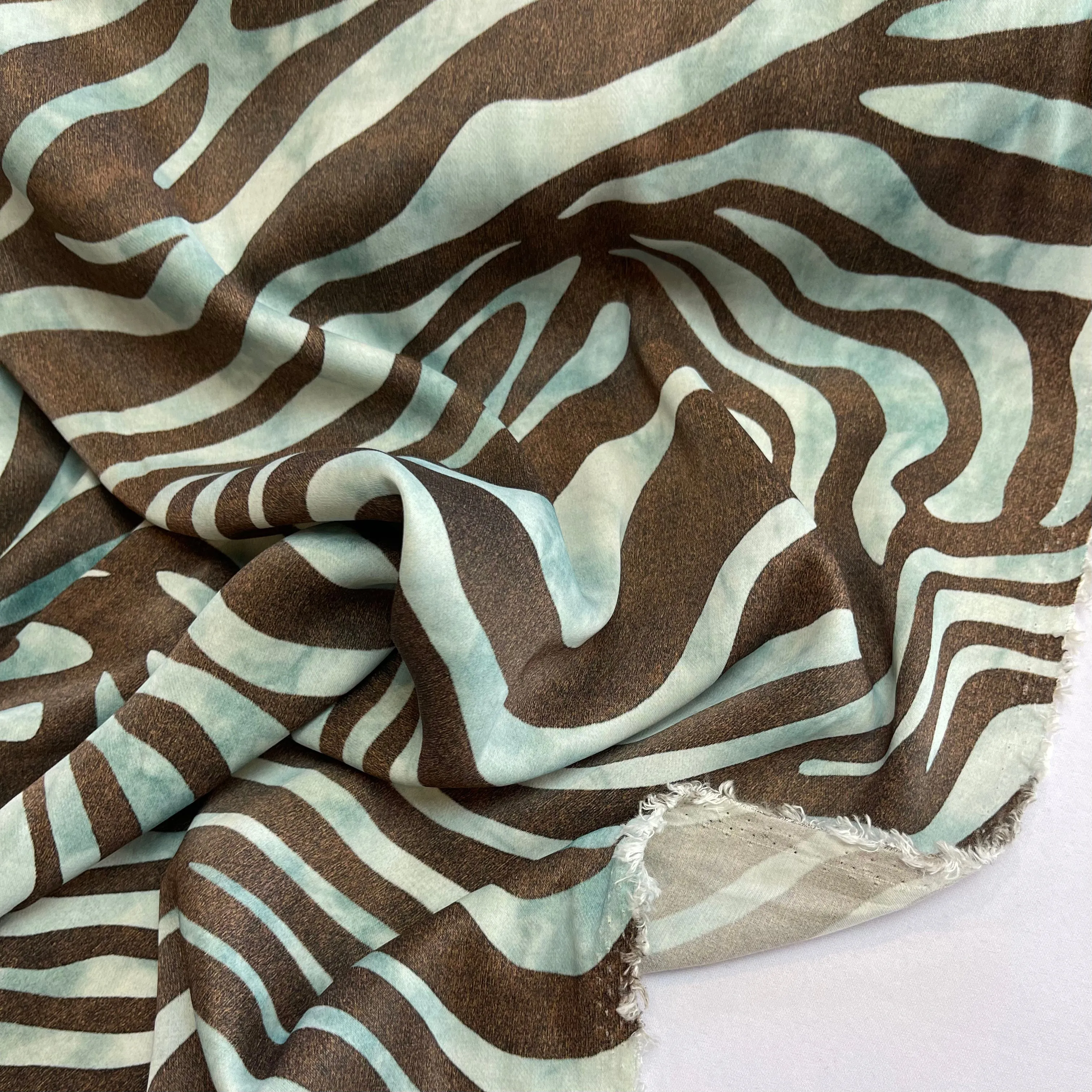 2.2 m Chocolate zebra Luxury Drape Viscose Satin