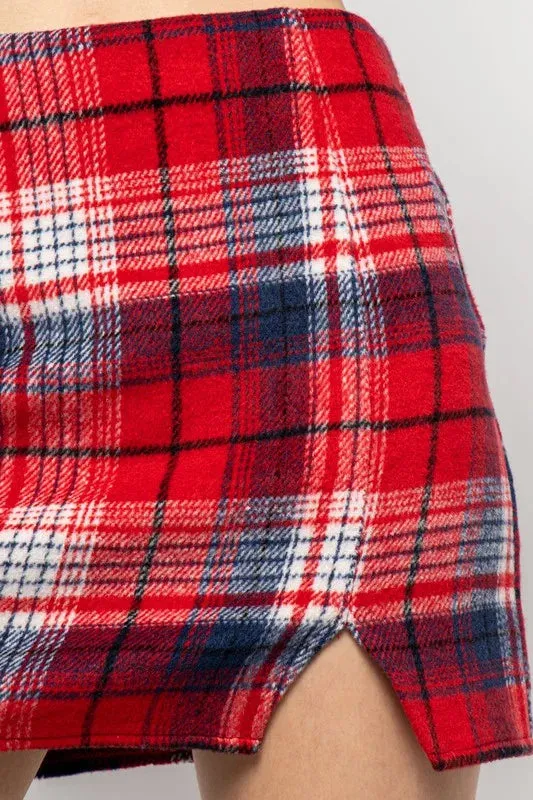 A Line Plaid Mini Skirt