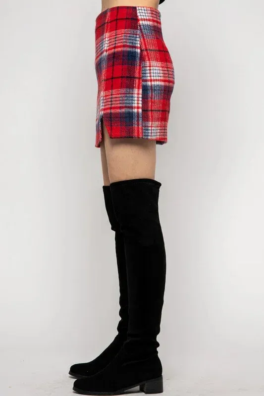 A Line Plaid Mini Skirt