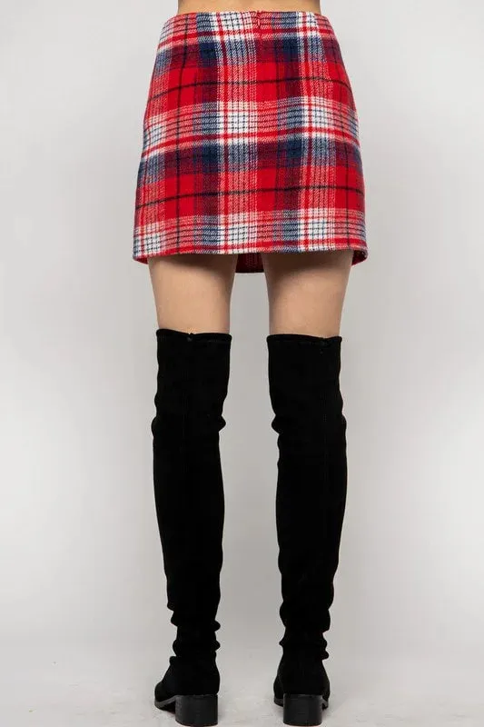 A Line Plaid Mini Skirt