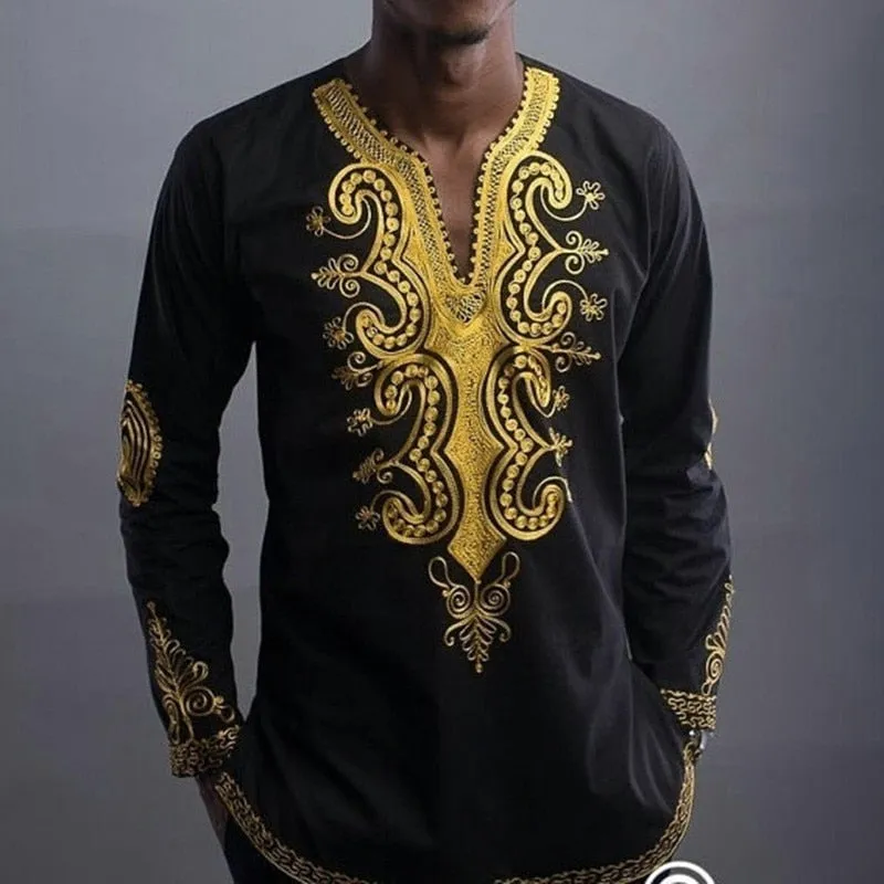 African Dashiki  V-neck Long Sleeve