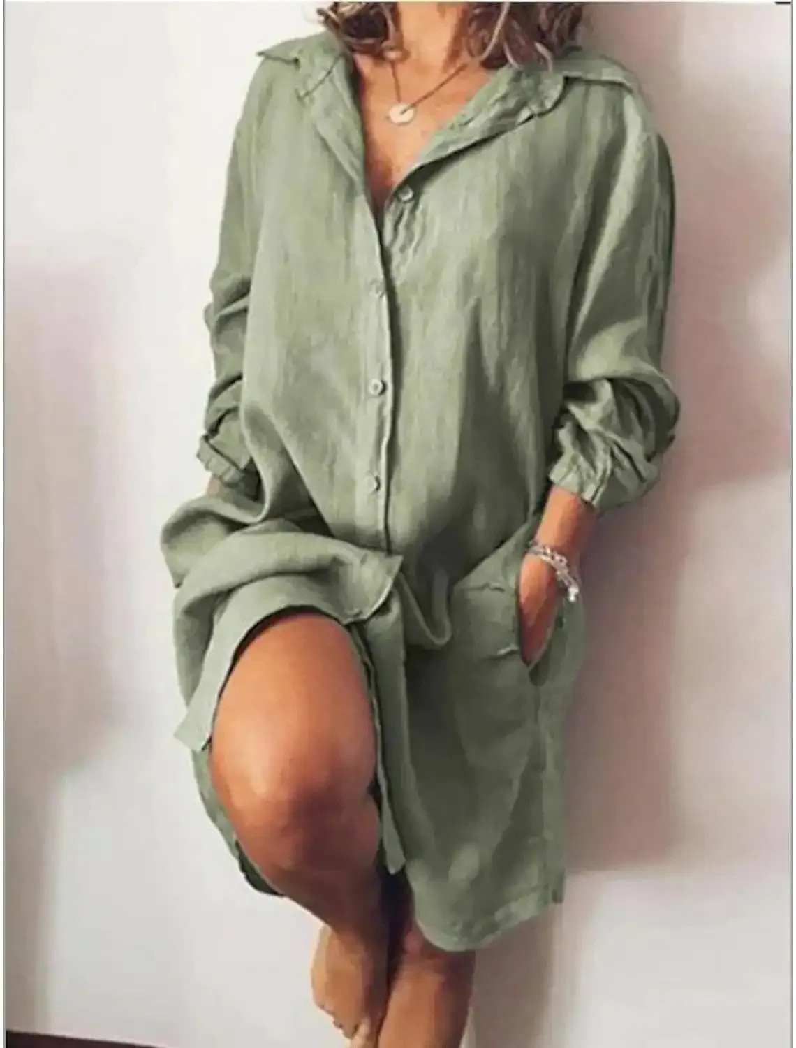 Amy Fashion - Casual Long Shirt Dresses