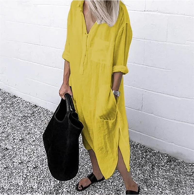 Amy Fashion - Casual Long Shirt Dresses