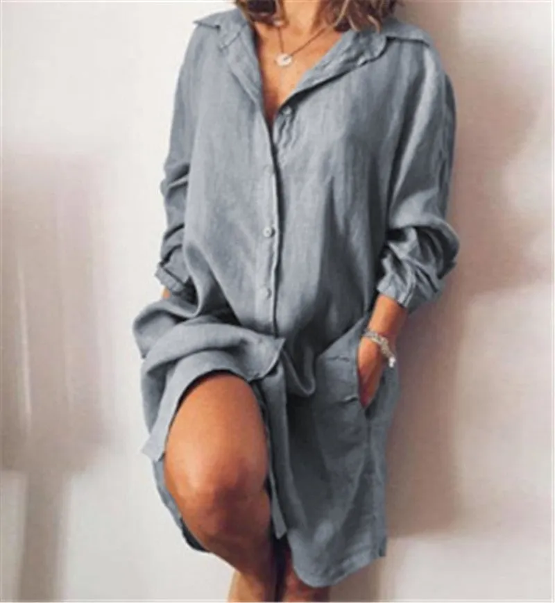 Amy Fashion - Casual Long Shirt Dresses