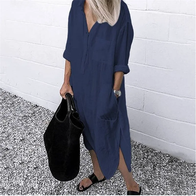 Amy Fashion - Casual Long Shirt Dresses