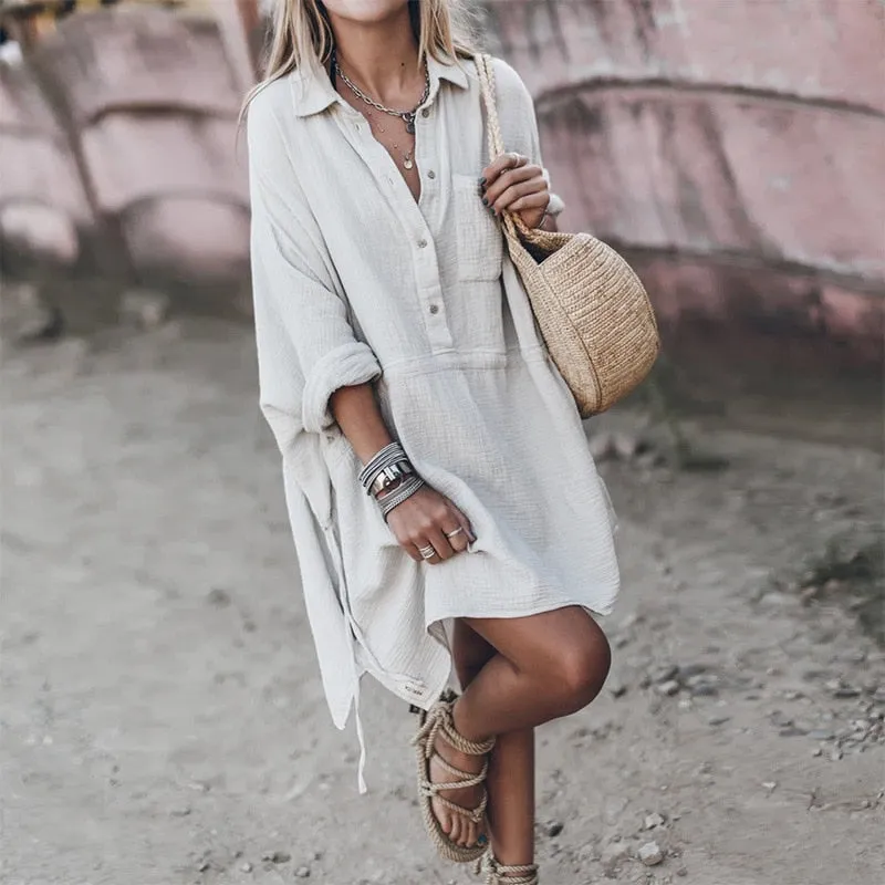 Amy Fashion - Casual Long Shirt Dresses