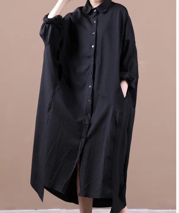 Black Irregular Shirt Women Dresses Casual Fall Women Dresses WG97215