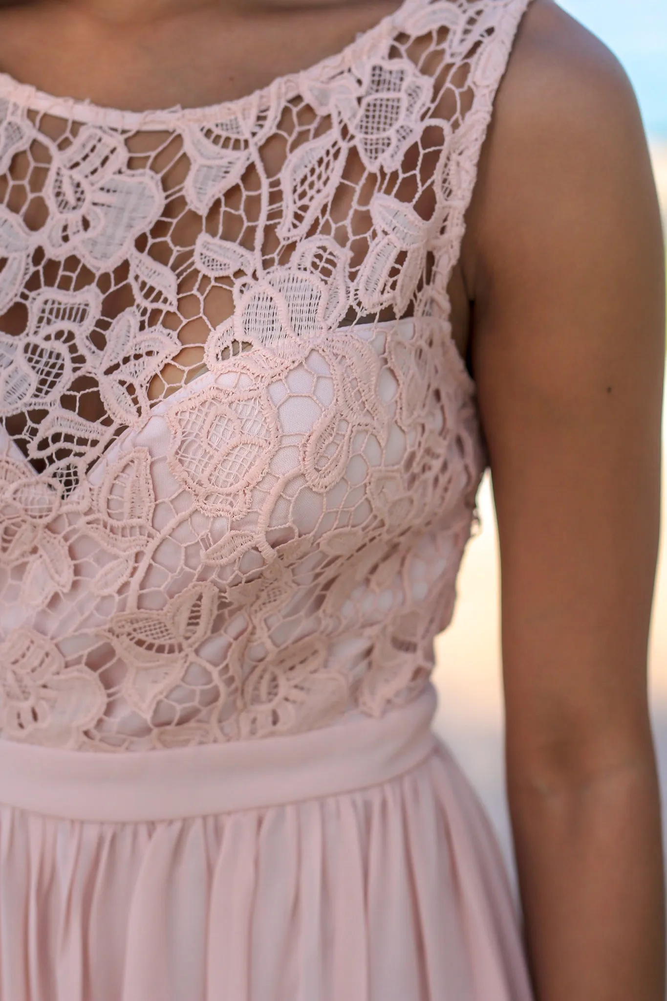 Blush Maxi Dress with Crochet Top