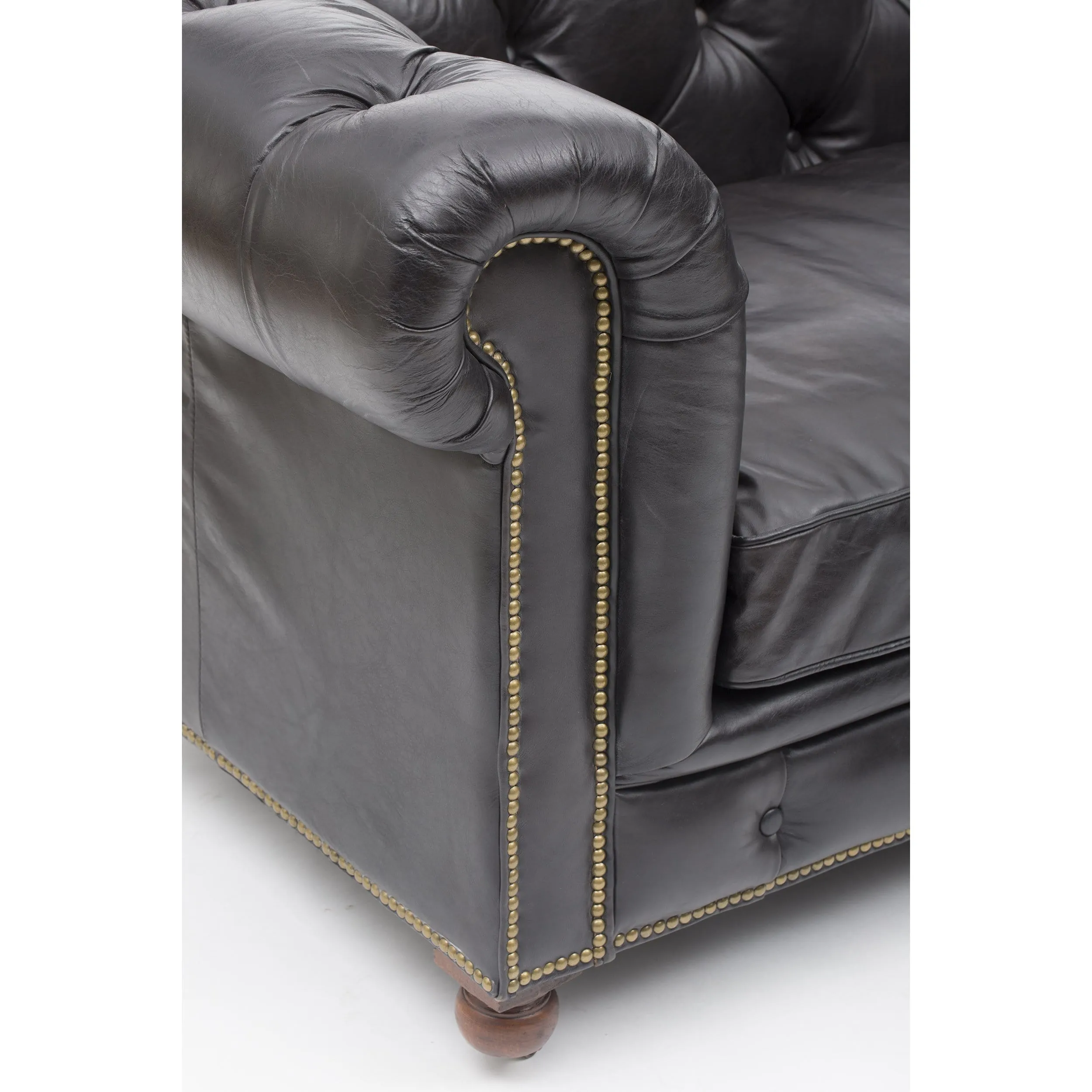 Conrad 96" Leather Sofa, Rider Black