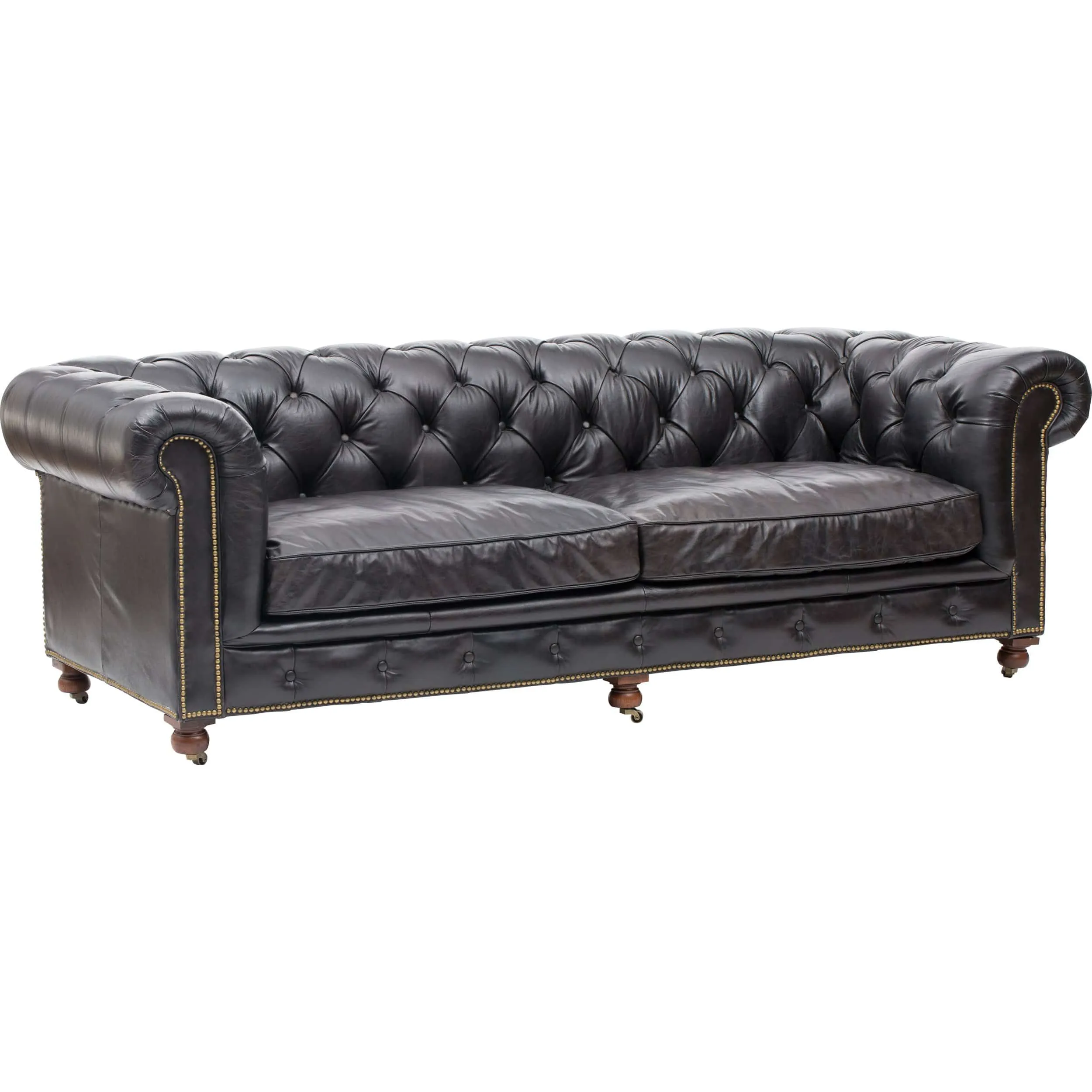 Conrad 96" Leather Sofa, Rider Black