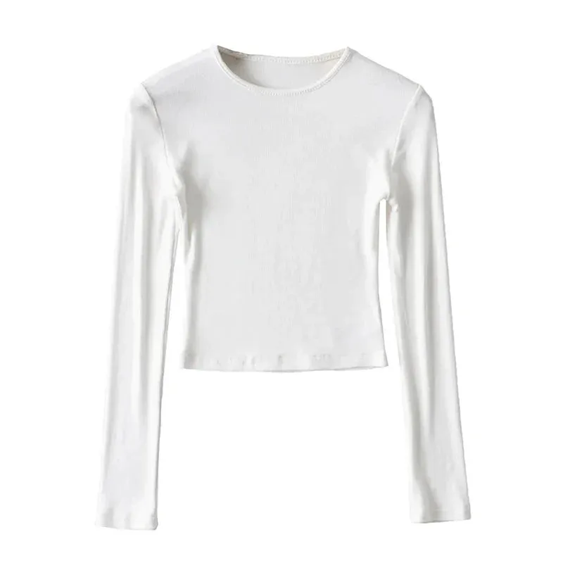 Cotton Solid O-neck Long Sleeve Tee