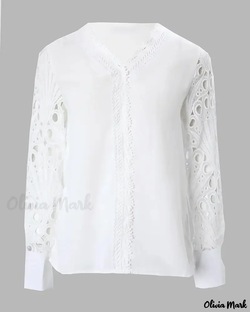 Deanwangkt - Contrast Lace Long Sleeve Top