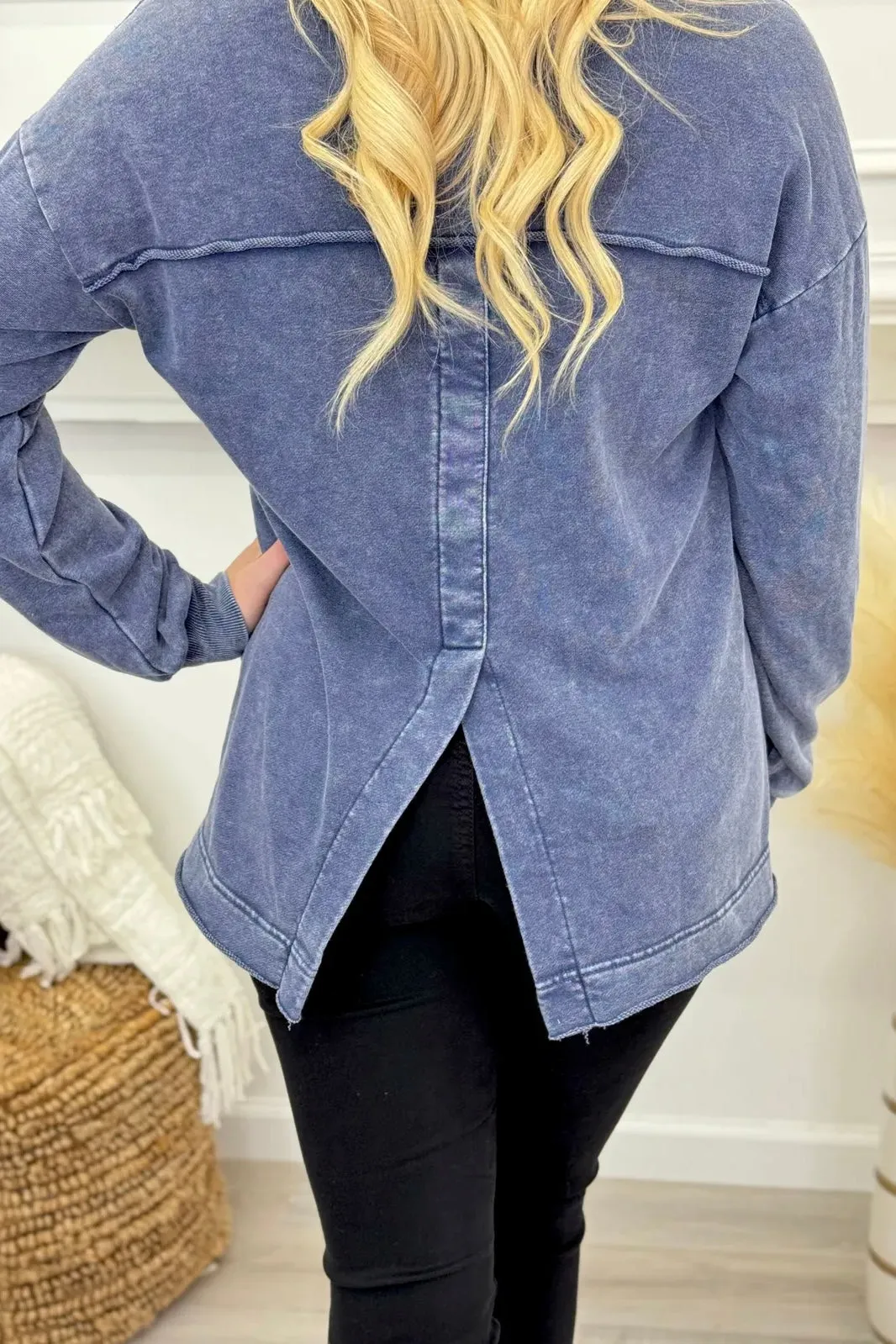 Denim Blue Mineral Washed Sweatshirt