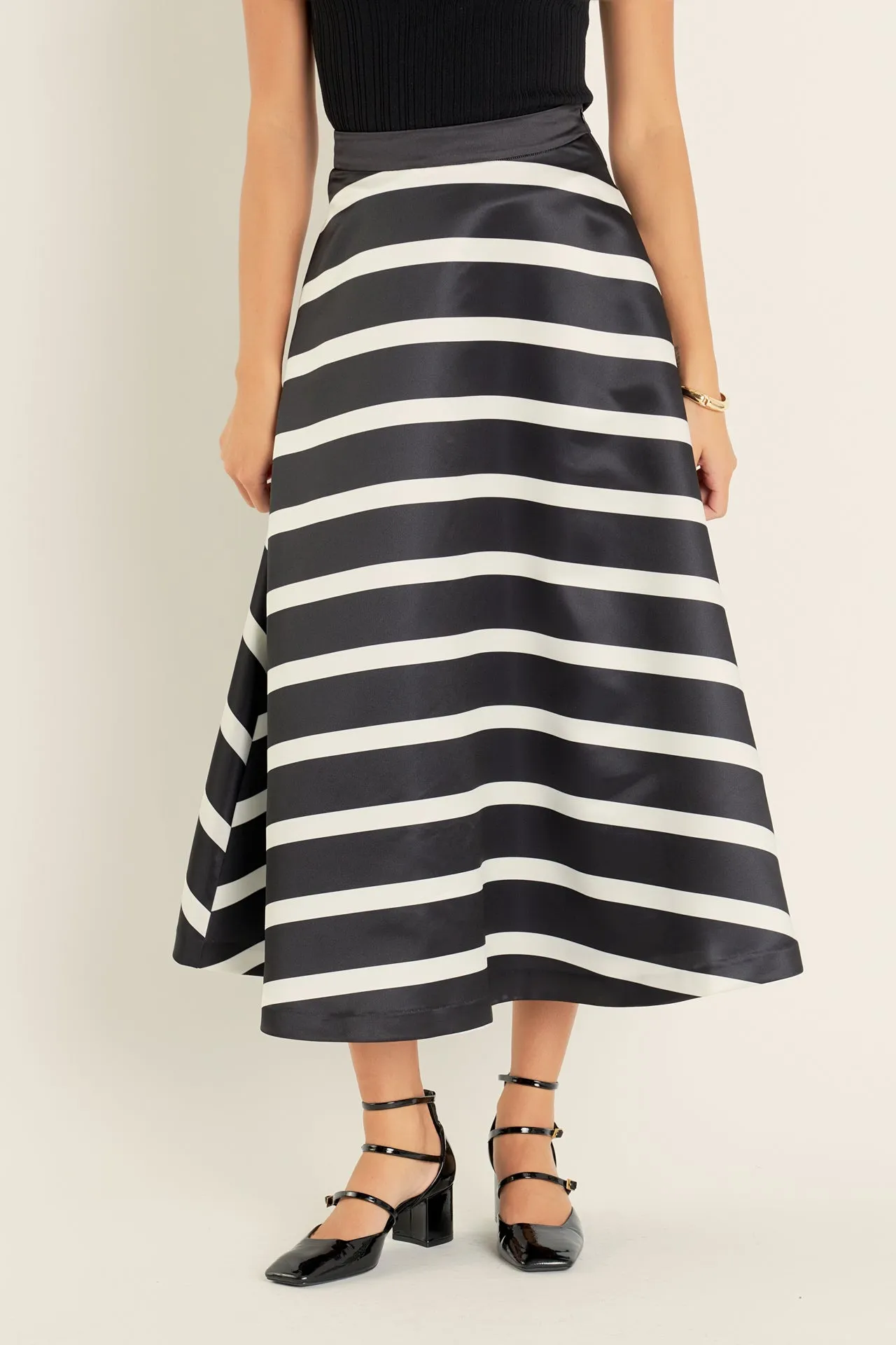 English Factory - Stripe Full Midi Skirt