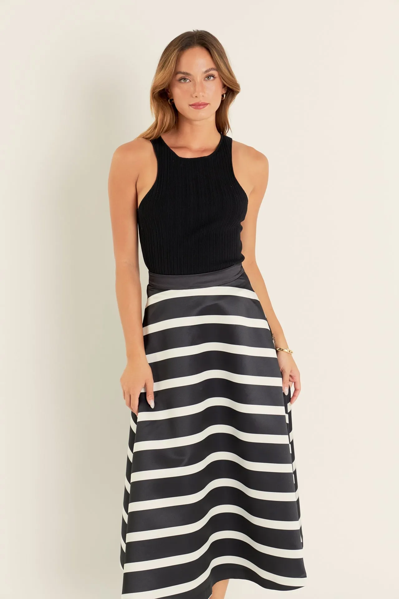 English Factory - Stripe Full Midi Skirt