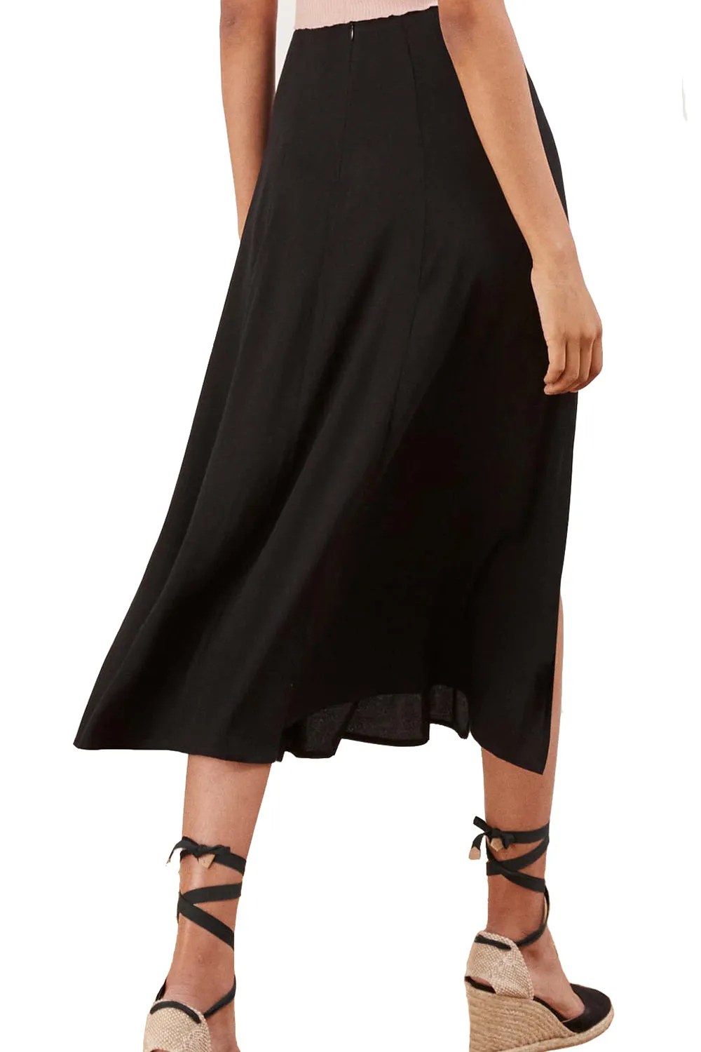 Flared Slit Skirt Black