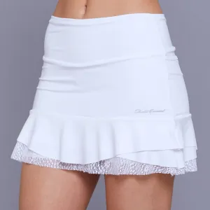 Floral Knit Tier Short Skort with a Twist (white)