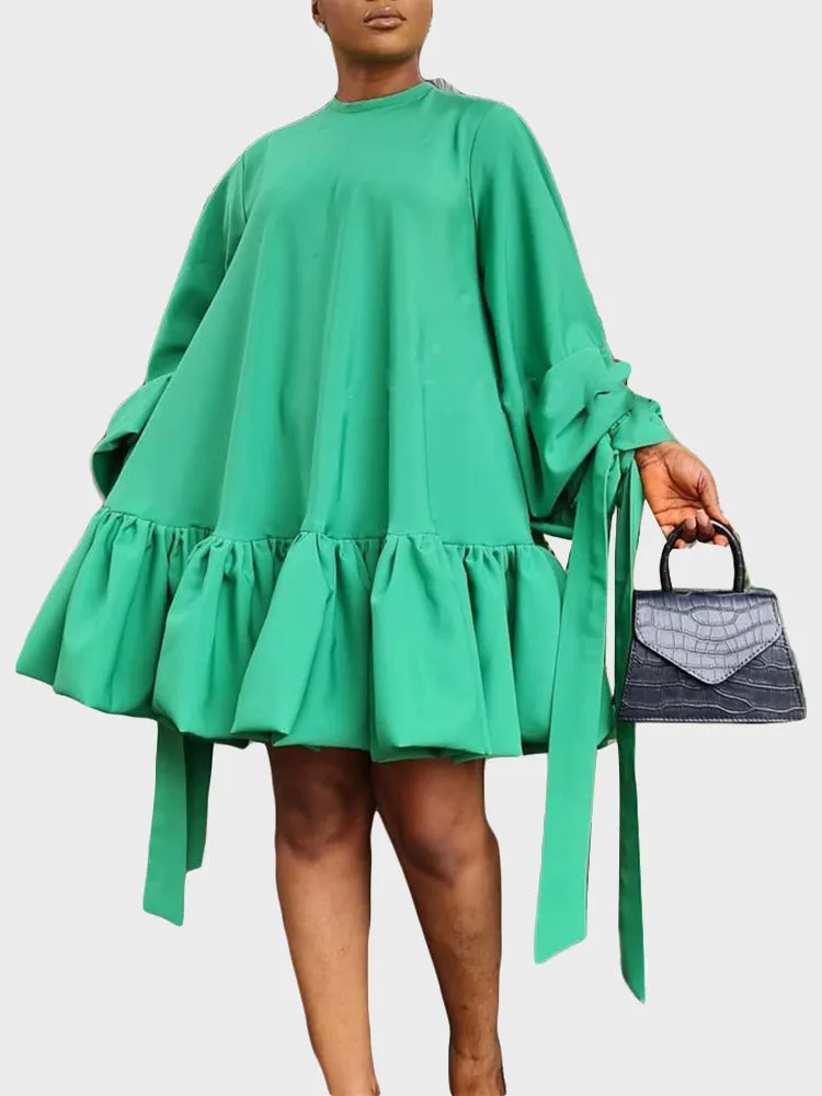 Flowy A-Line Puff Sleeve Dress