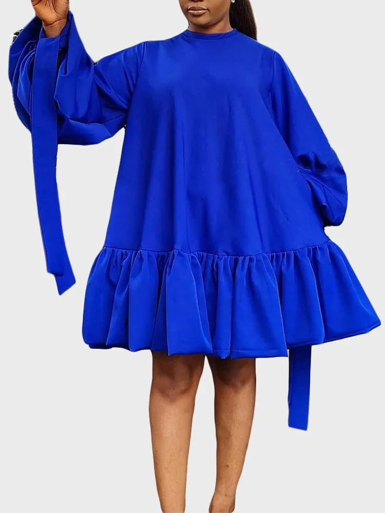 Flowy A-Line Puff Sleeve Dress