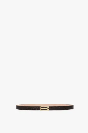 Frame Belt In Espresso Croc Embossed Calf Leather