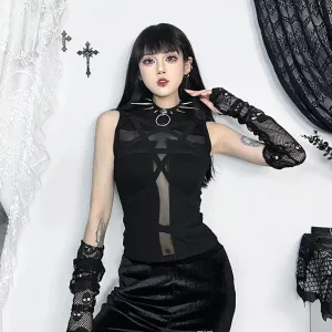 Goth Sleeveless Harajuku Crop Punk Aesthetic Vintage Bandage Top