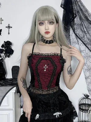 Gothic Harajuku Camisole Lace Crop Web Spider Top