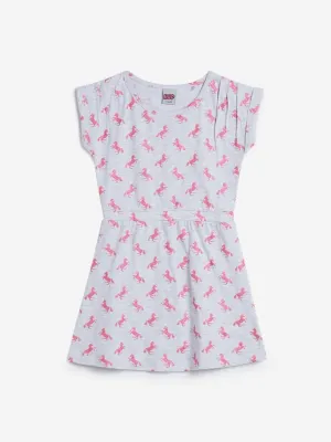 HOP Kids Grey Horse Print Dress