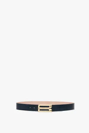 Jumbo Frame Belt In Midnight Blue Croc Embossed Calf Leather