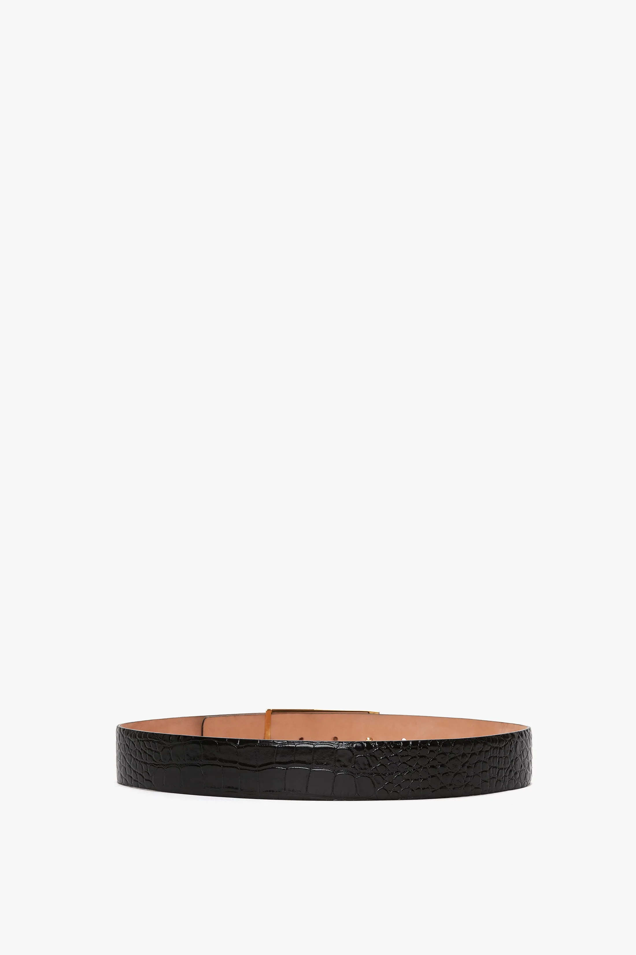 Jumbo Frame Belt In Midnight Blue Croc Embossed Calf Leather