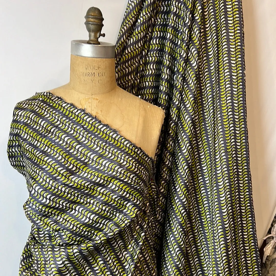 Lime crescent silk twill