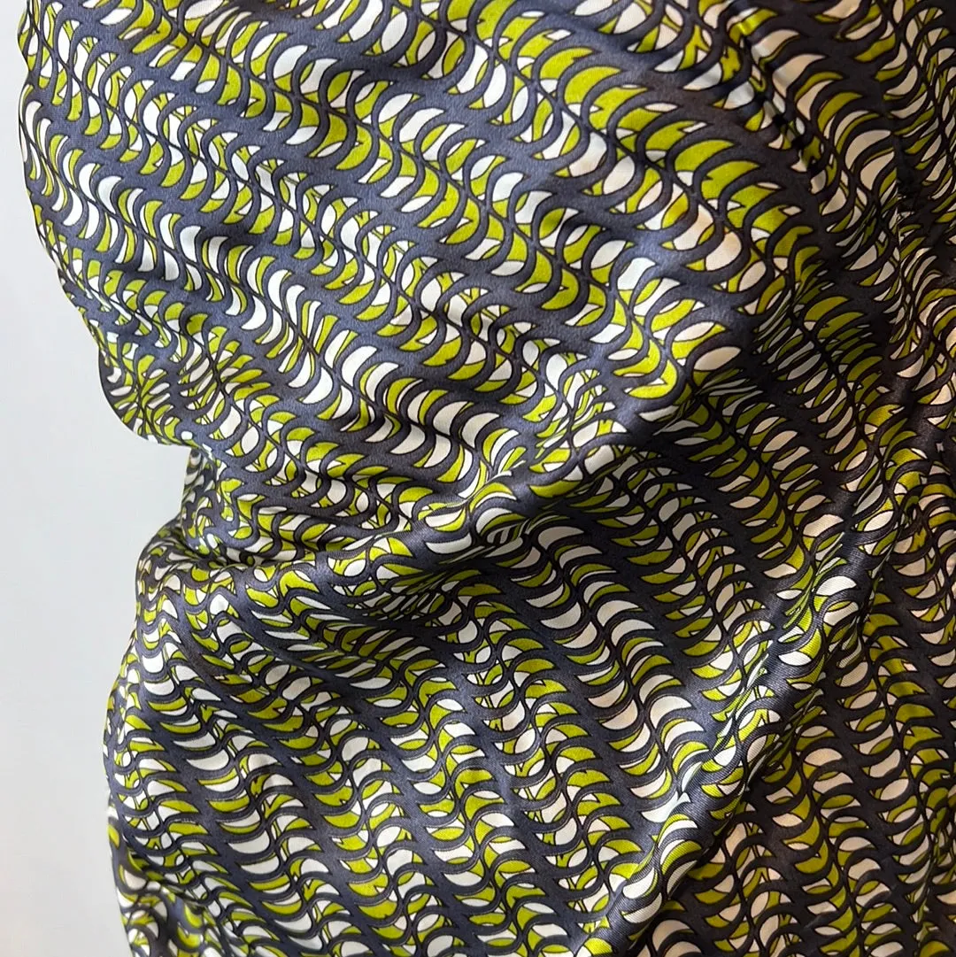 Lime crescent silk twill