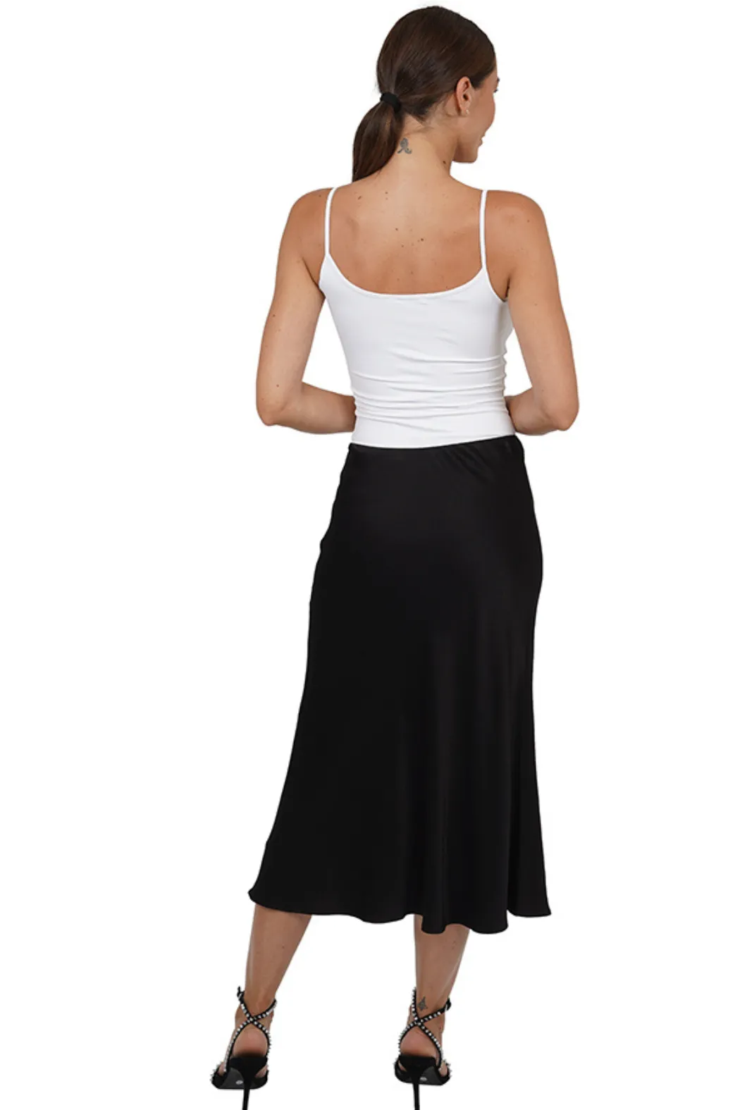 Love Token Satin Midi Skirt