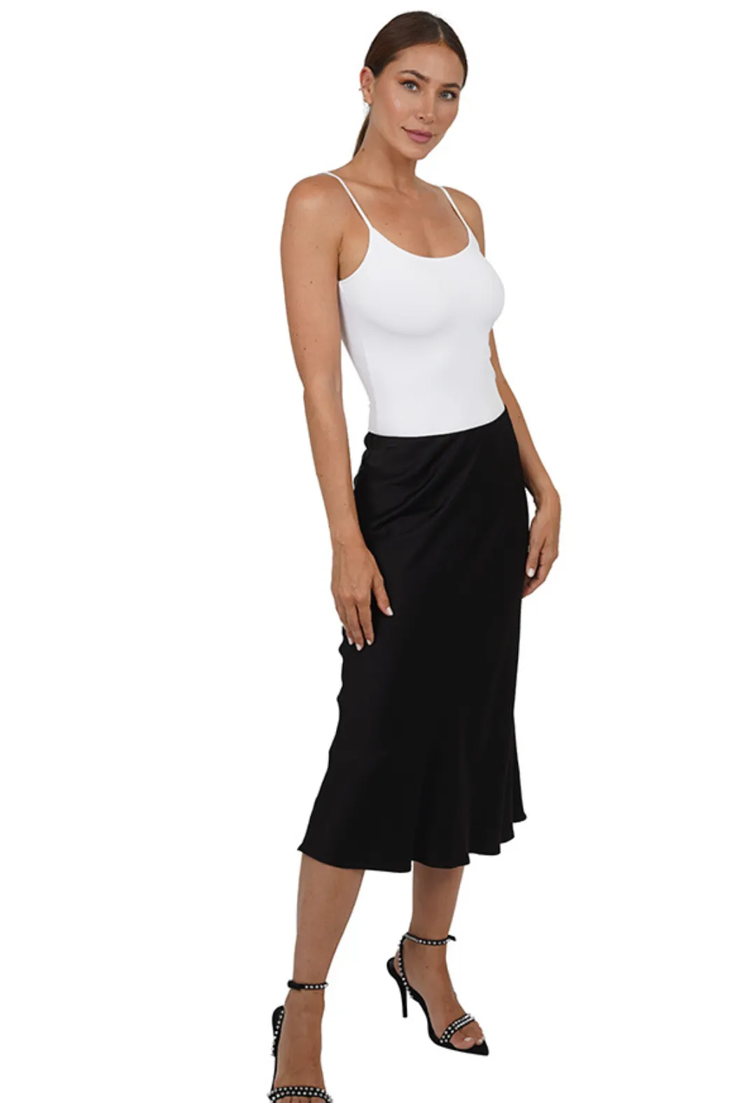 Love Token Satin Midi Skirt