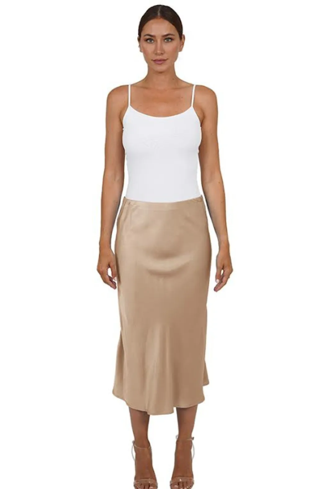 Love Token Satin Midi Skirt