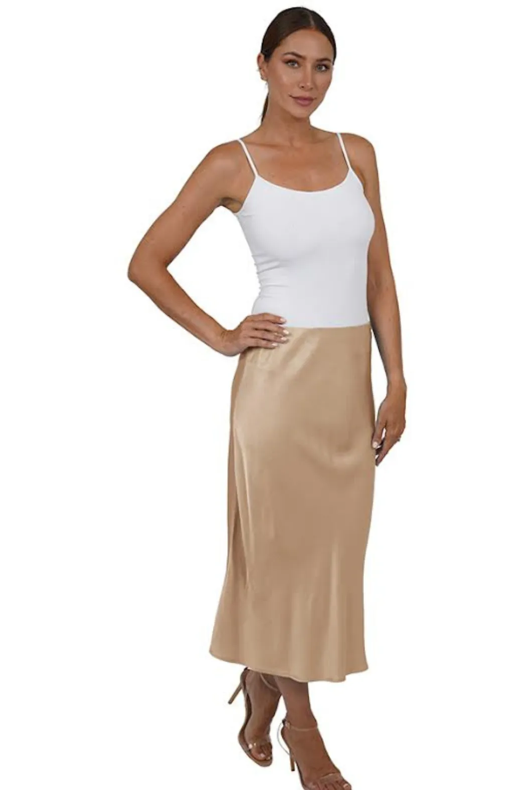 Love Token Satin Midi Skirt