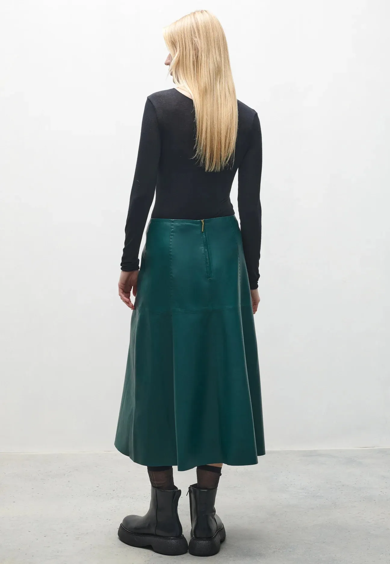 Marbella Leather Skirt - Peacock