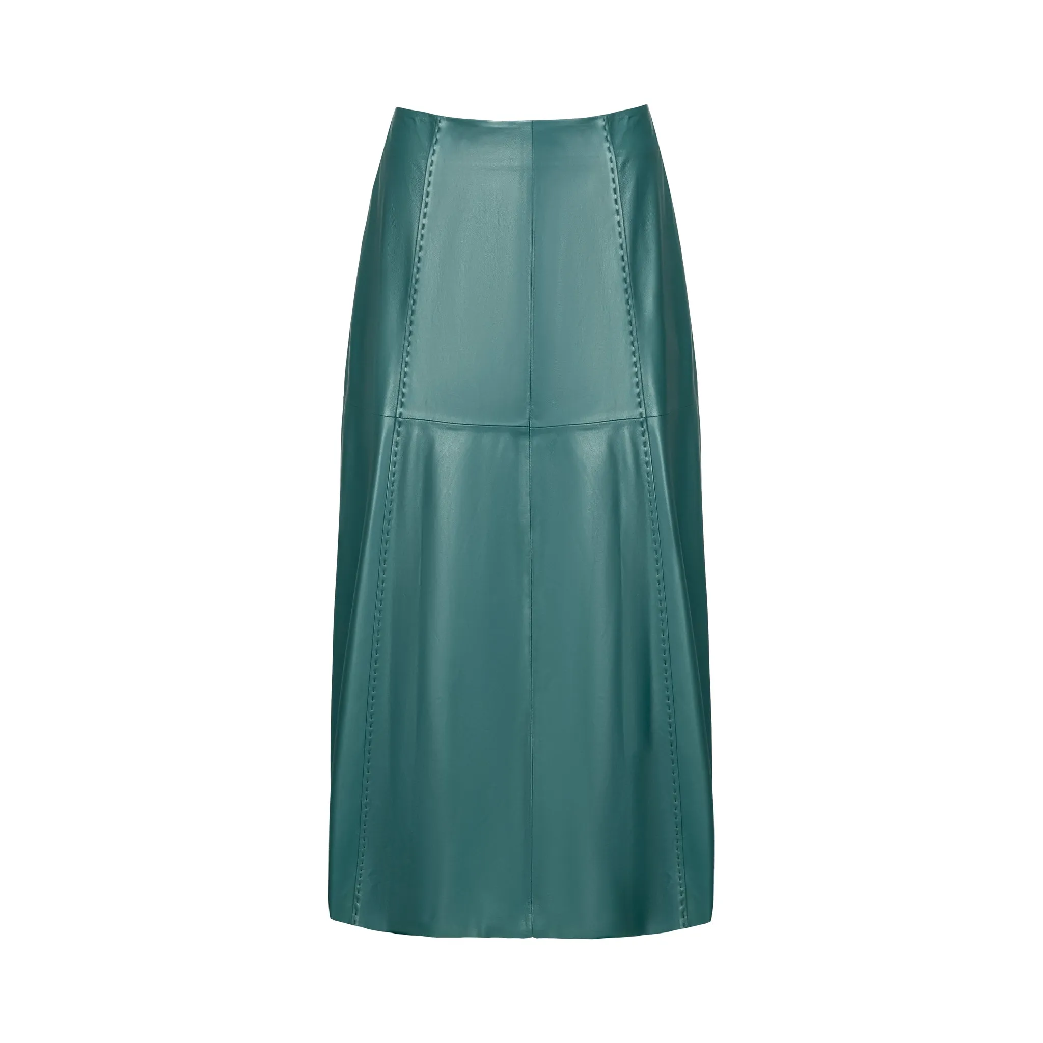 Marbella Leather Skirt - Peacock