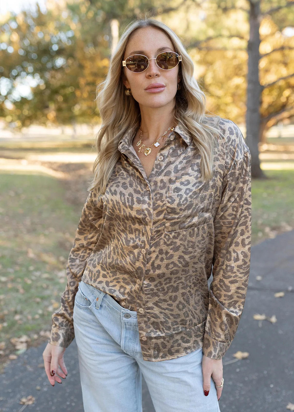 Metallic Brown Leopard Top