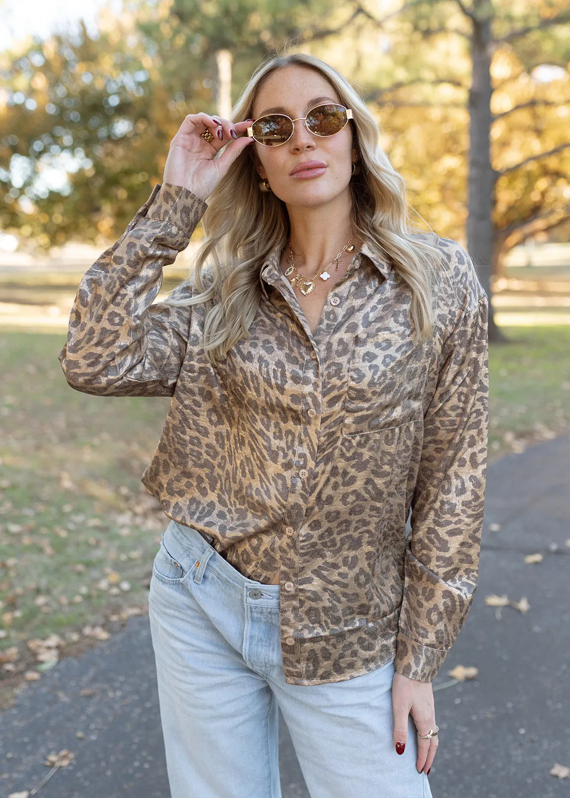 Metallic Brown Leopard Top