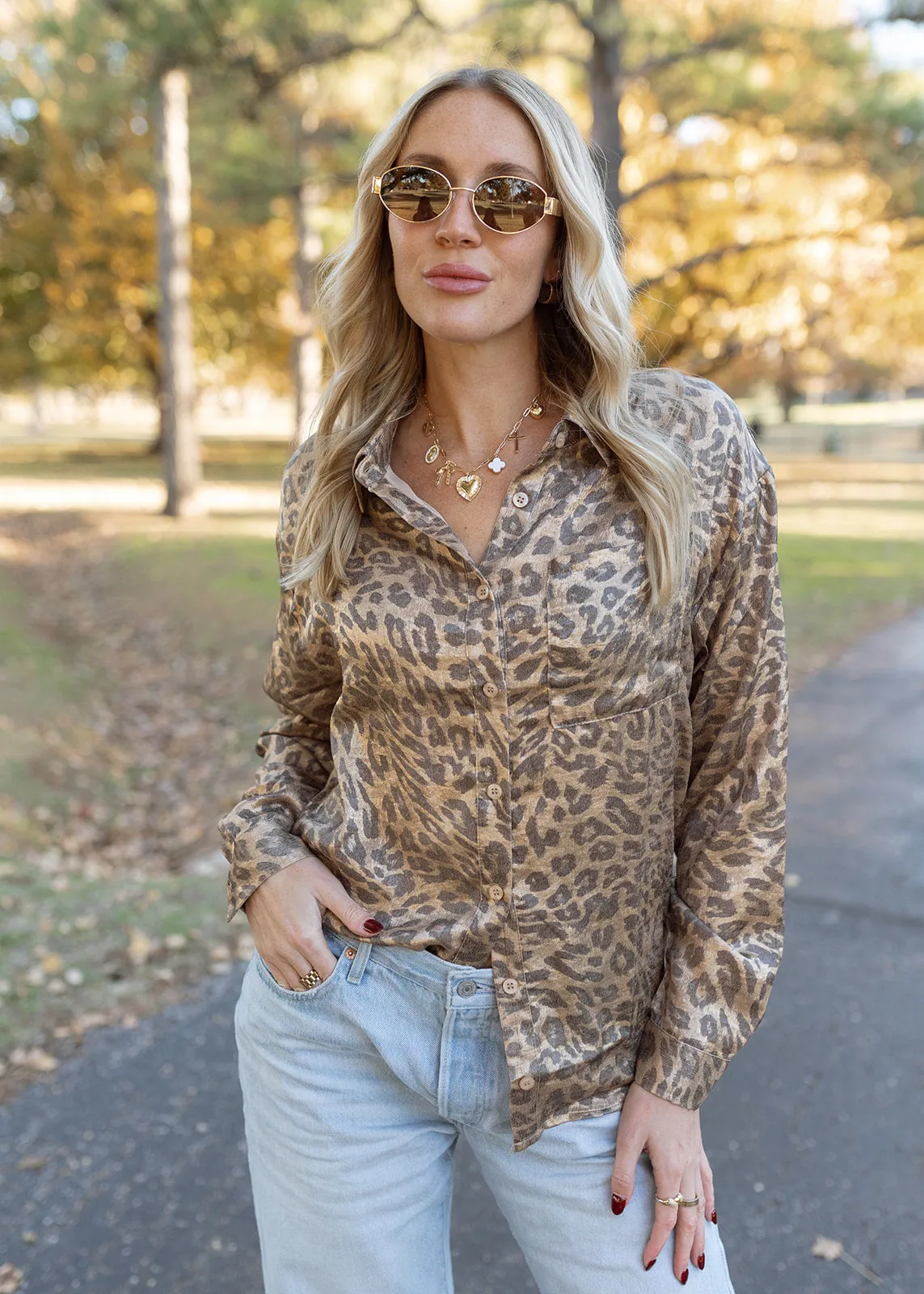 Metallic Brown Leopard Top