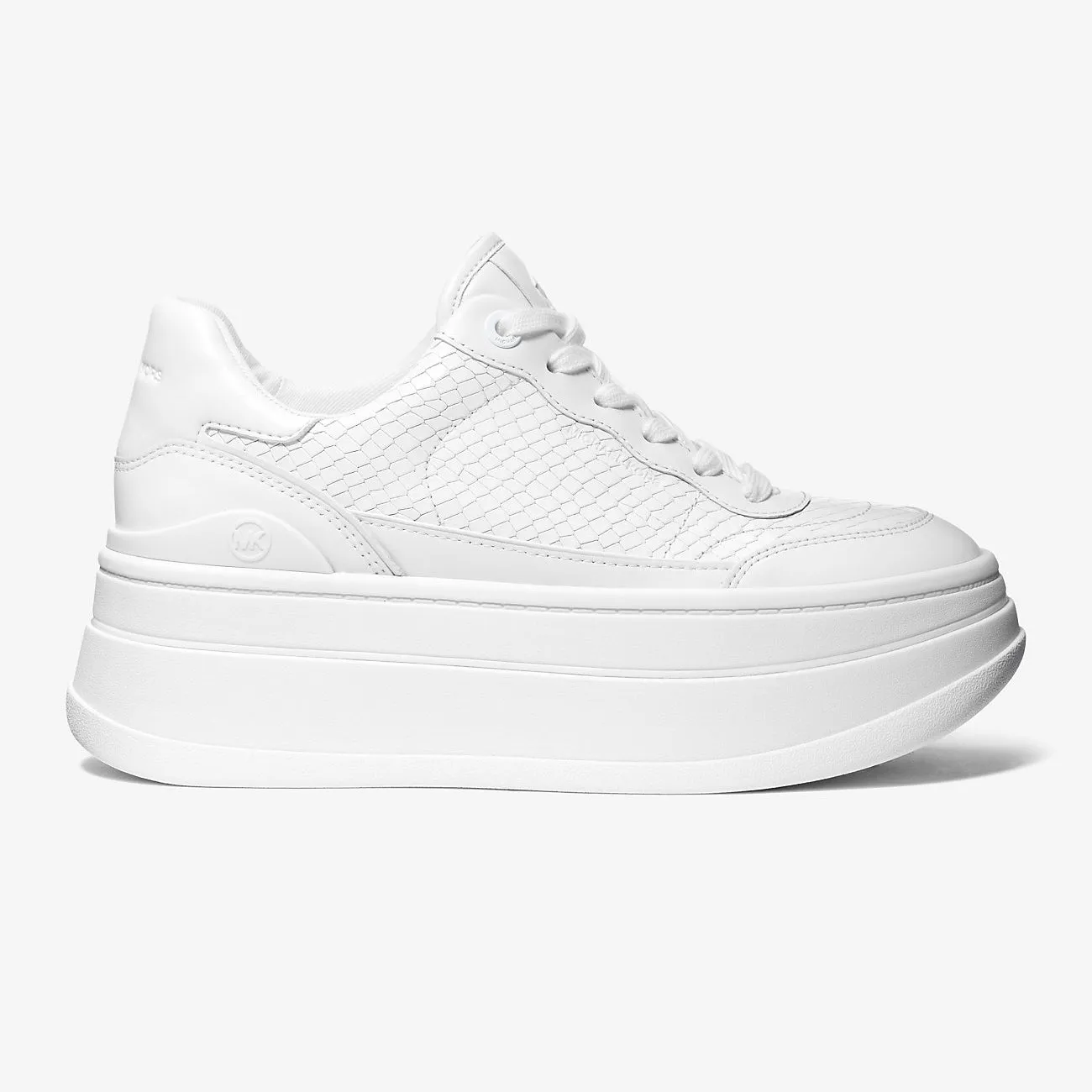 MICHAEL Michael Kors Hayes Snake Embossed Leather platform sneakers, white