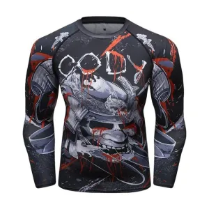 MMA Samurai Mask Print Workout Quick Dry Long Sleeve