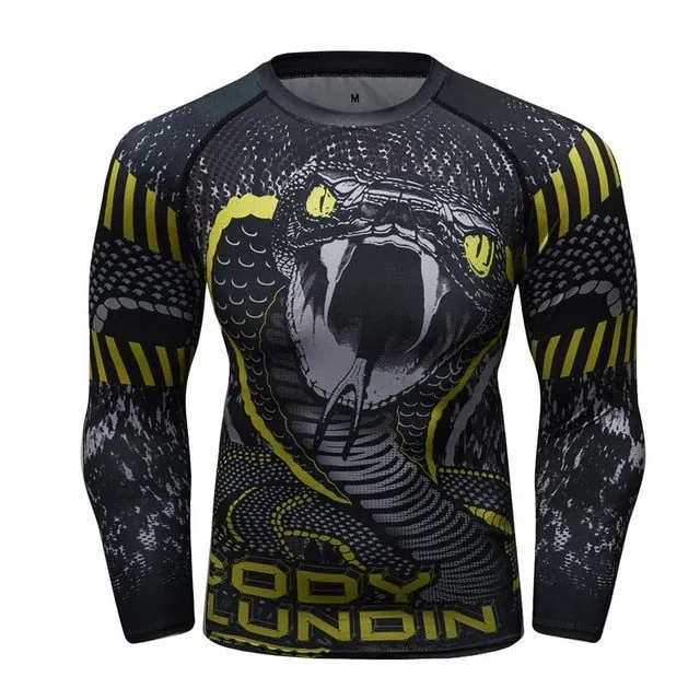 MMA Samurai Mask Print Workout Quick Dry Long Sleeve