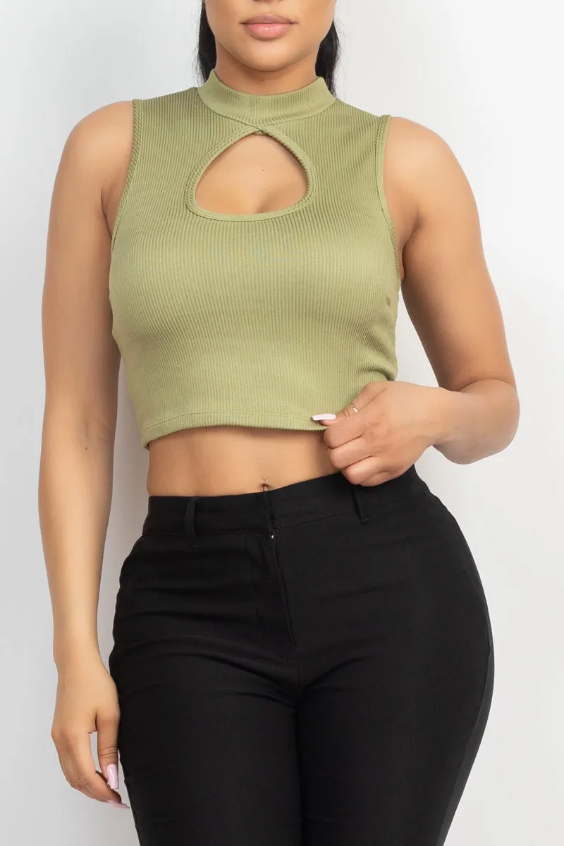 Mock Keyhole-front Crop Top - 4 colors - Ships from The US