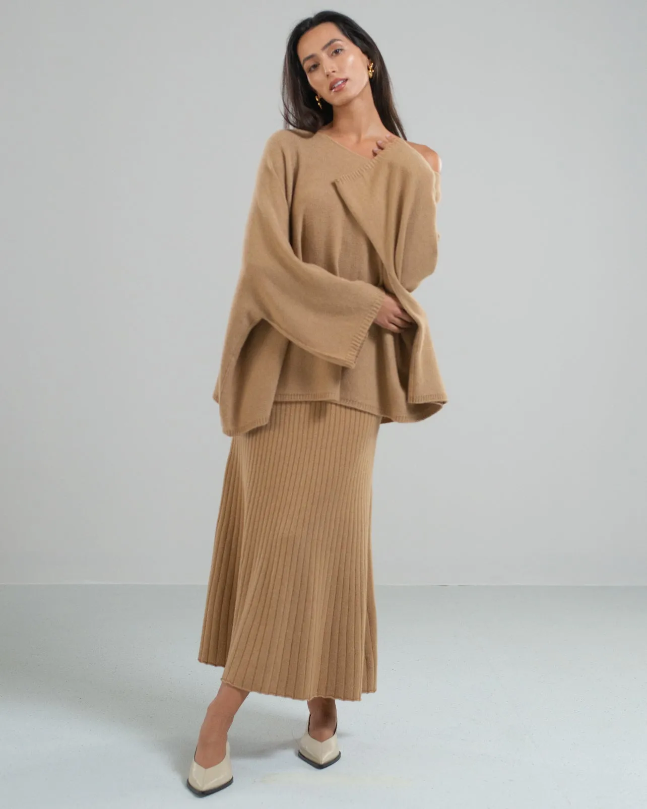 NEW | Ribbed Skirt | Camel