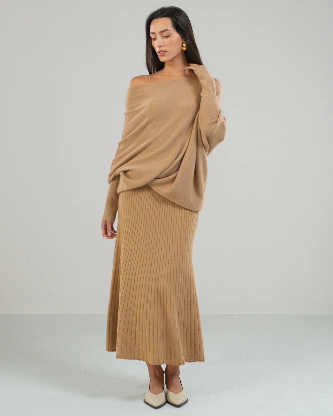 NEW | Ribbed Skirt | Camel