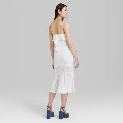 New - Women's Ruffle Midi Dress - Wild Fable White M