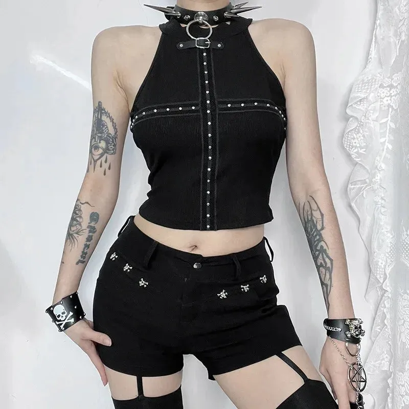 Punk Streetwear Backless Off Shoulder Crop Top