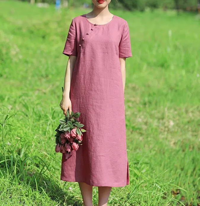 Purple Women Dresses Casual Summer Linen Women Dresses SSM97215