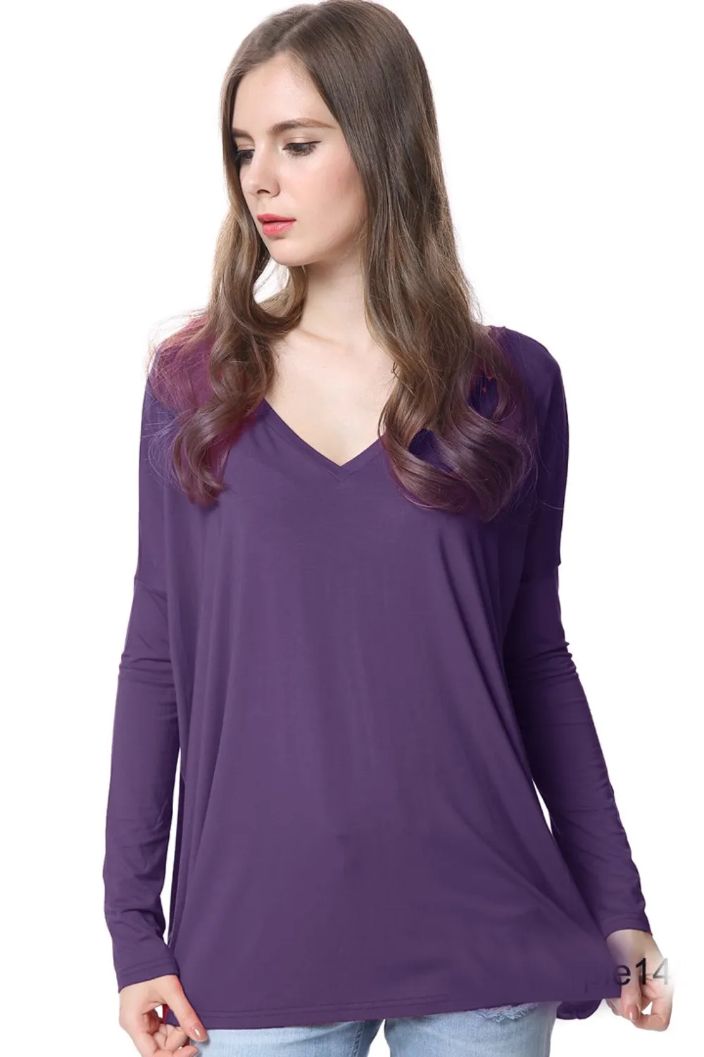 SALE-The Perfect Piko V-Neck Top-Dark Purple